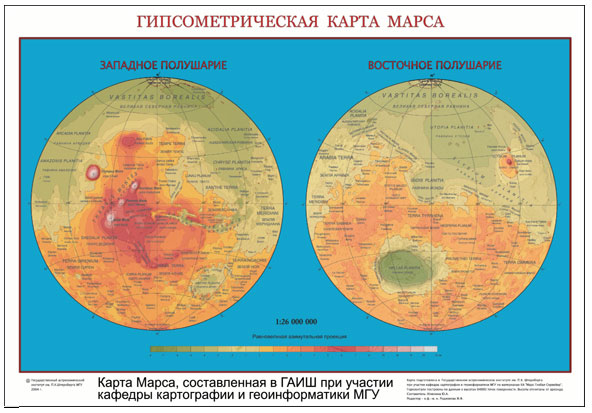 Гипсометрическая карта Марса